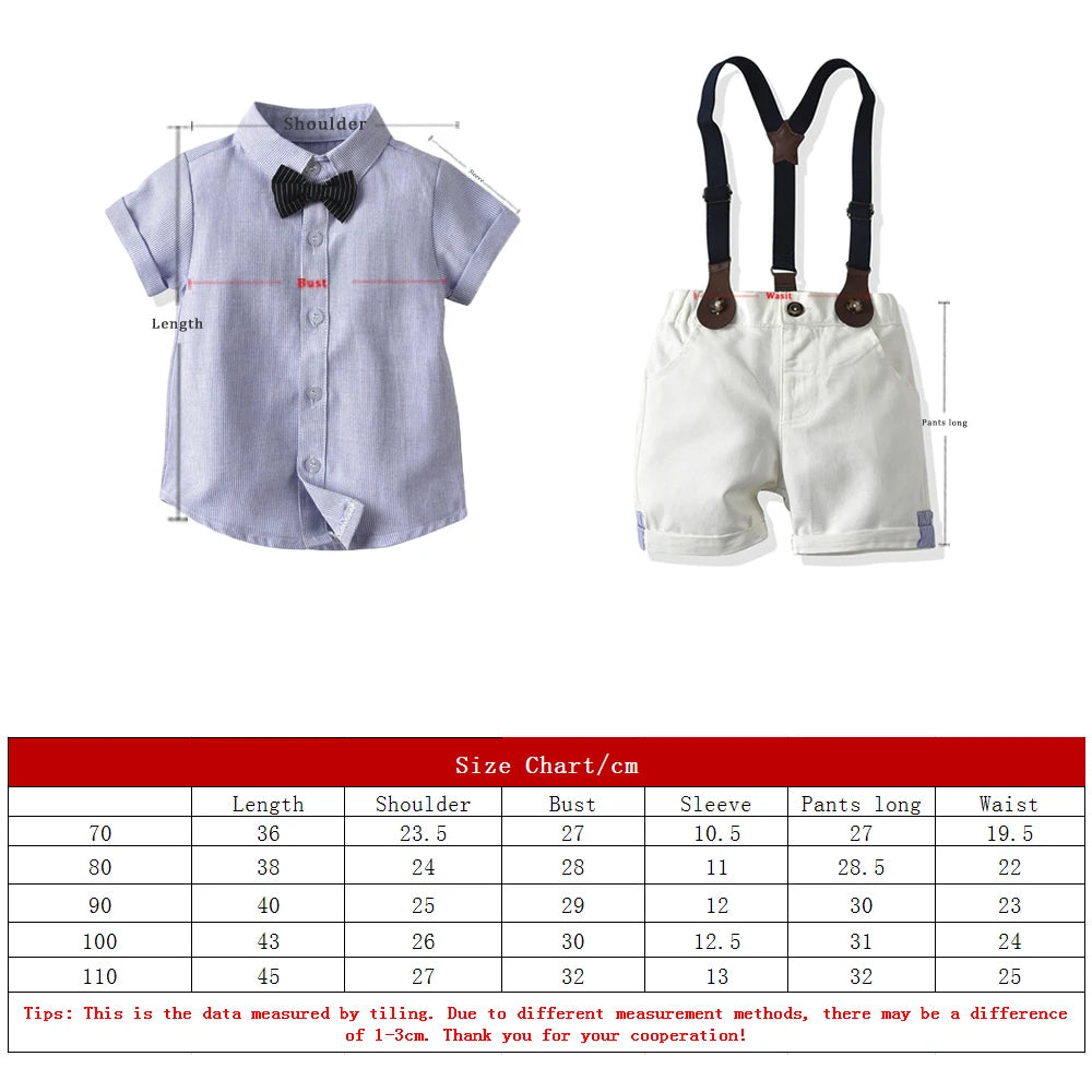Top and Top Toddler Baby Boy Clothing Set Gentleman Short Sleeve Shirt+Suspender Shorts 2PCS Outfits Newborn Boy Clothes Set