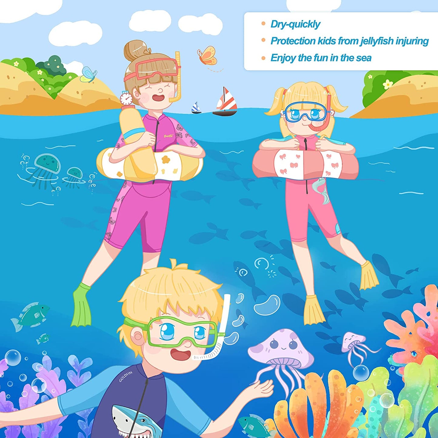 Kids Wetsuits Shorty Youth Wetsuit 2mm Neoprene Swimsuit for Kids Boys Girls Toddler Water Aerobics Swimming Diving Surfing