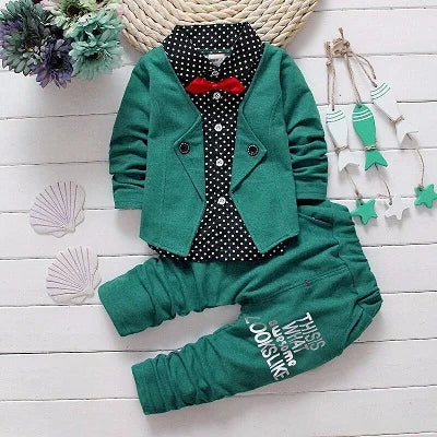 Toddler Boys Gentleman Clothes Set Kids Top T Shirt Blouse Stripe Pants Children Clothing Set Infant Birthday Christmas Costumes