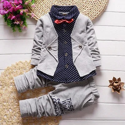 Toddler Boys Gentleman Clothes Set Kids Top T Shirt Blouse Stripe Pants Children Clothing Set Infant Birthday Christmas Costumes