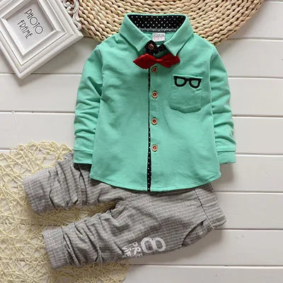 Toddler Boys Gentleman Clothes Set Kids Top T Shirt Blouse Stripe Pants Children Clothing Set Infant Birthday Christmas Costumes