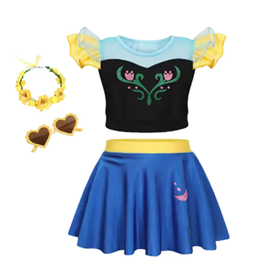 Girls Swimsuit Jasmine Kid Skirt Baby Swimming Suit Kids Children Swimwear Princess Lovely Bikini Bathing Cartoon Beach Wear