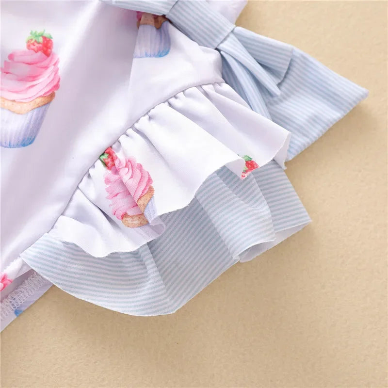 Swimsuit for Kids Girls 2024 Summer New Girls Swimsuit Beach Hot Spring Vacation Style Floral Striped Sling One-Piece Swimsuit