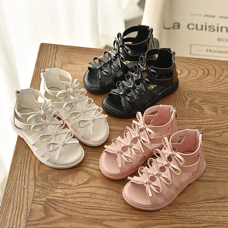 Girls Sandals Gladiator Flowers Sweet Soft Children's Beach Shoes Kids Summer Floral Sandals Princess Fashion Girl Shoes
