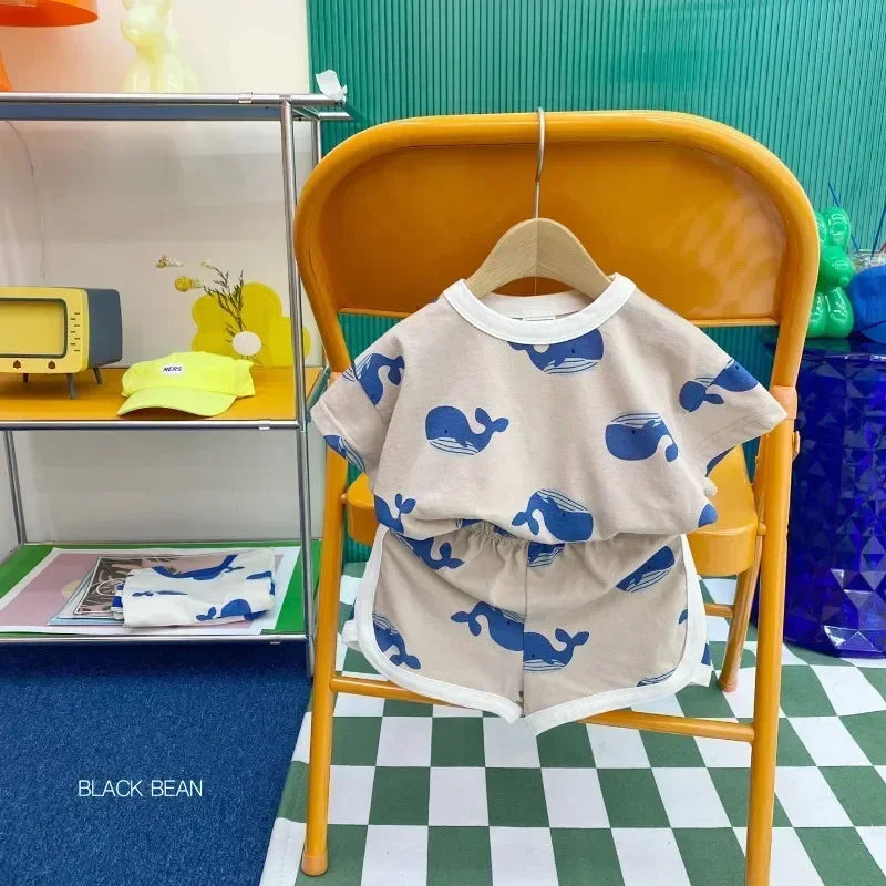 Baby Boy Clothing Set Toddler Kids Summer Clothes Cartoon T-shirt+Shorts 2Piece Suit Newborn Boy Girl Outfits Summer Tracksuits