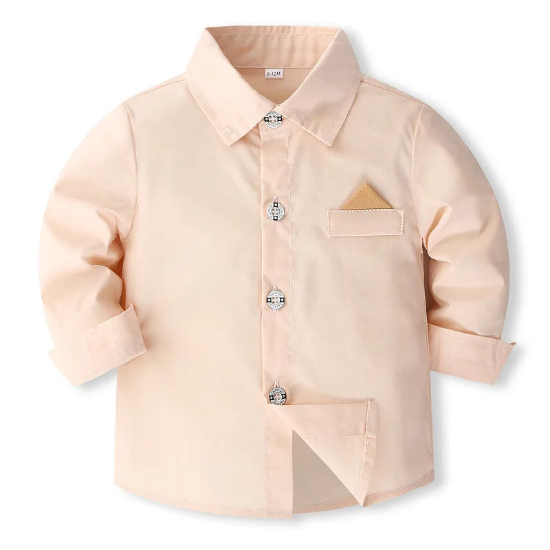 Spring Toddler Boy Outfits Korean Fashion Gentleman Cotton Long Sleeve Shirt+Pants+Straps+Tie Kids Boutique Clothes Sets BC521