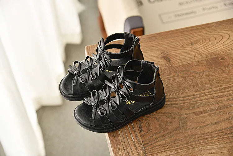 Girls Sandals Gladiator Flowers Sweet Soft Children's Beach Shoes Kids Summer Floral Sandals Princess Fashion Girl Shoes