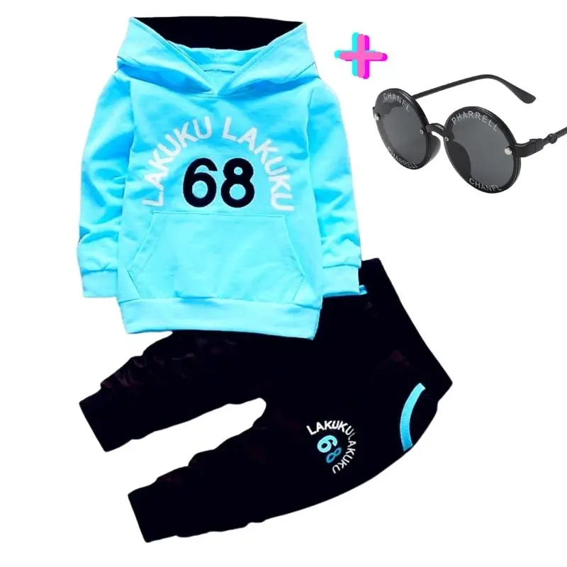 Boy's Clothing Set Match Sunglasses 3pcs Outfit Ropa Baby Kids Sweatshirt Boys Tracksuit Fashion Active Hoodie Sport Suits