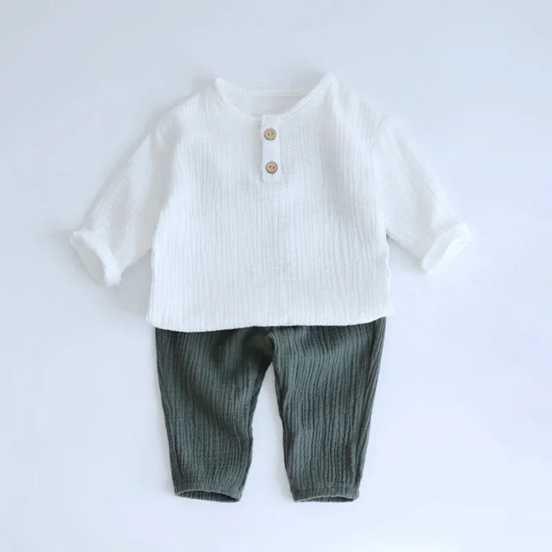 Infant Baby Boy Girl Clothes Set For Party Long Sleeve Baby Shirts +Loose Pant Toddler Kids Clothes Spring
