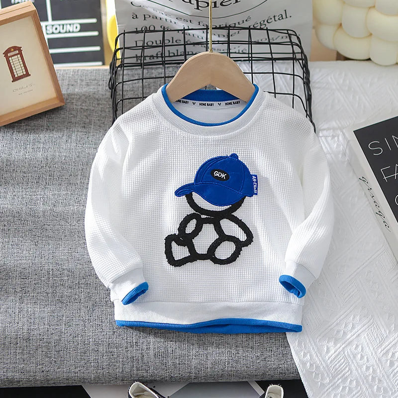Toddler Boy Handsome Sport Clothing Sets 2023 Spring Autumn Children Fashion Tracksuit Baby Cartoon Pullover+ Pants Girl Clothes