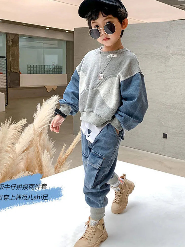 Children's Clothing Boy's Autumn Suit Sweater Suit Baby Boy Clothes Children's Top And Bottom Clothes Set Groups Of Pant
