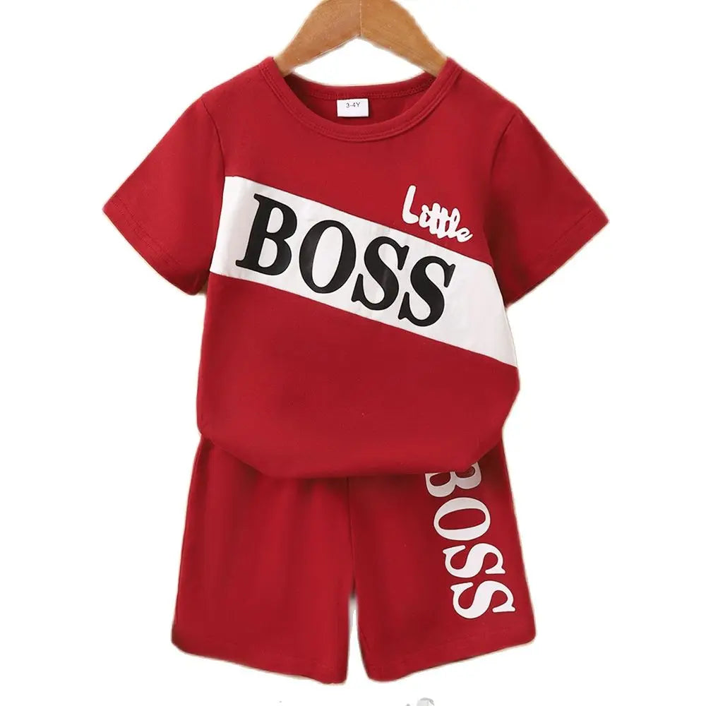 1-6 Years Little Boys 2PCS Clothing Set Short Sleeve T-shirt+Solid Color Shorts Fashion Summer Sport Style Cool Toddler Boy Wear