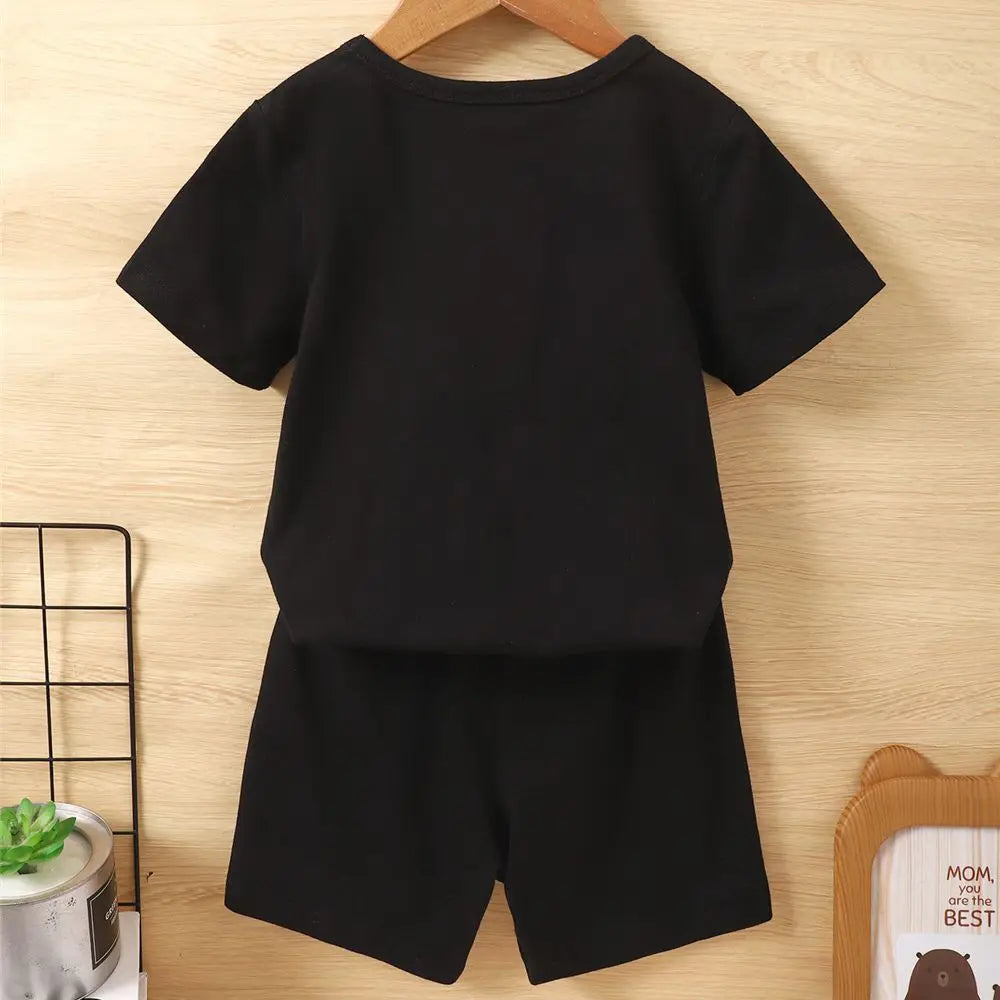 1-6 Years Little Boys 2PCS Clothing Set Short Sleeve T-shirt+Solid Color Shorts Fashion Summer Sport Style Cool Toddler Boy Wear