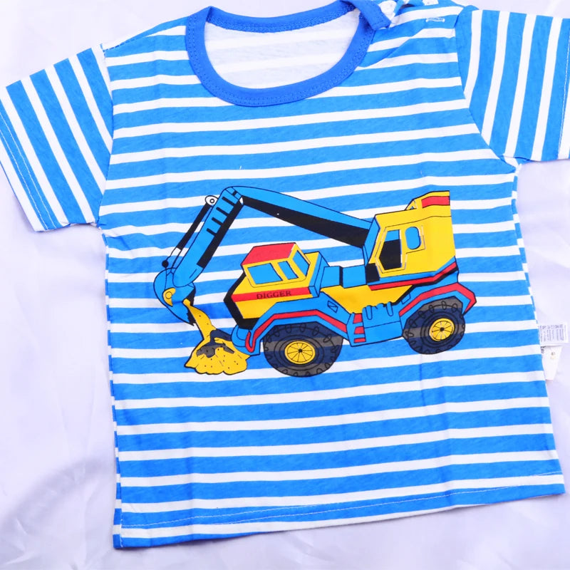 Summer Baby Boys' Clothing Suit Cartoon Excavator Cotton Short Sleeved Top +Shorts 2pcs Set Children Boy Kids Pyjamas Suit 0-4T