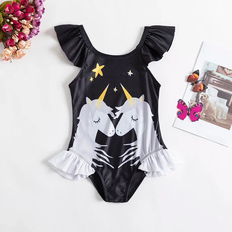 Swimsuit for Kids Girls 2024 Summer New Girls Swimsuit Beach Hot Spring Vacation Style Floral Striped Sling One-Piece Swimsuit