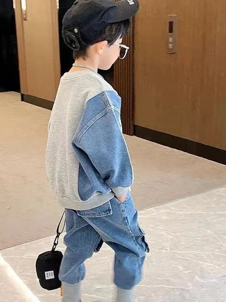 Children's Clothing Boy's Autumn Suit Sweater Suit Baby Boy Clothes Children's Top And Bottom Clothes Set Groups Of Pant
