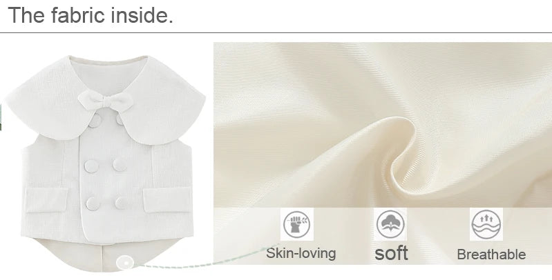 Boy Outfit Set Boutique White Formal Suits 5pcs Baptismal Baby Boys Girls Clothing with Children 1-4 Year Birthday Party Dress