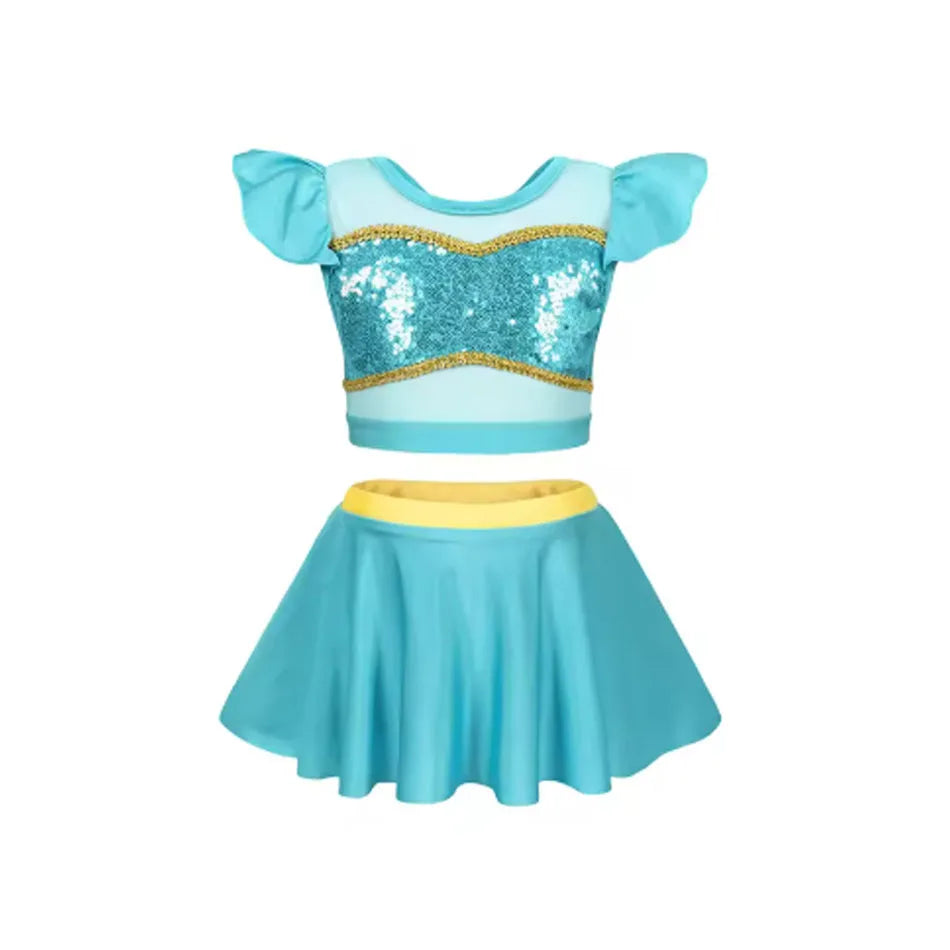 Girls Swimsuit Jasmine Kid Skirt Baby Swimming Suit Kids Children Swimwear Princess Lovely Bikini Bathing Cartoon Beach Wear