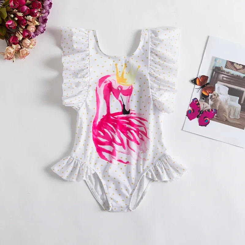 Swimsuit for Kids Girls 2024 Summer New Girls Swimsuit Beach Hot Spring Vacation Style Floral Striped Sling One-Piece Swimsuit