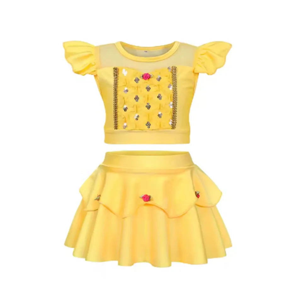 Girls Swimsuit Jasmine Kid Skirt Baby Swimming Suit Kids Children Swimwear Princess Lovely Bikini Bathing Cartoon Beach Wear