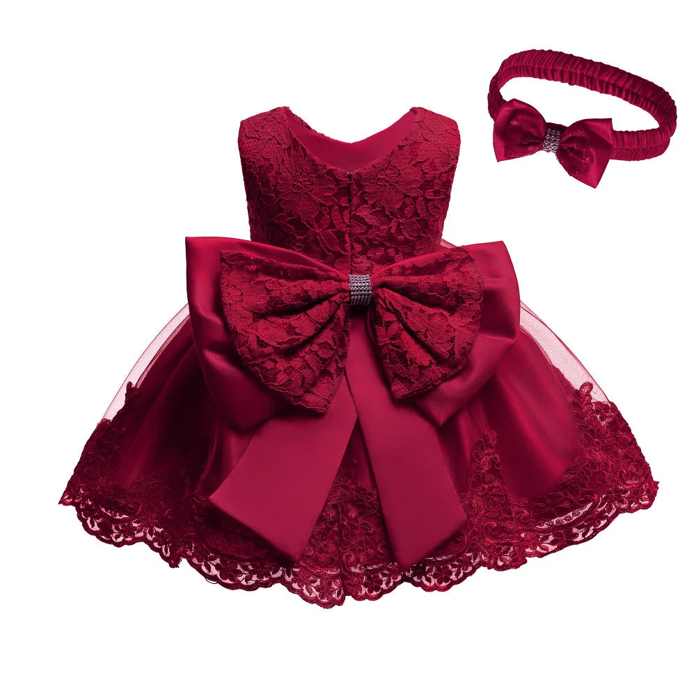 Children's Elegant Dresses For Girls Baby 1st Birthday Party Dress Girls Princess Skirt Kids Lace Vestidos 0-24Months