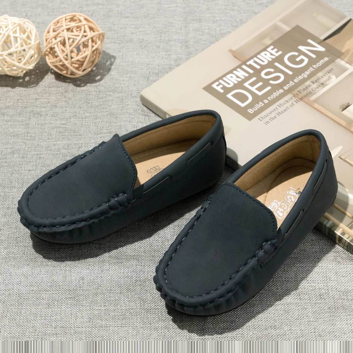 Spring Summer Kids Shoes Boy Girl Casual Shoes Breathable Brown Rubber Sole Children's Boys Girls Flat Leather Shoes Moccasins