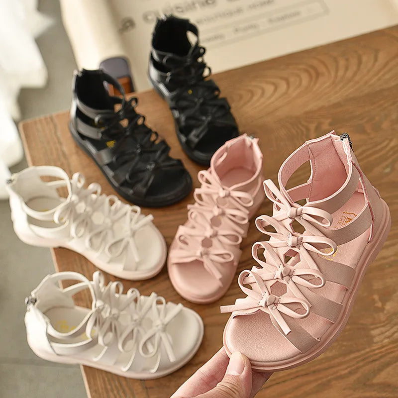 Girls Sandals Gladiator Flowers Sweet Soft Children's Beach Shoes Kids Summer Floral Sandals Princess Fashion Girl Shoes