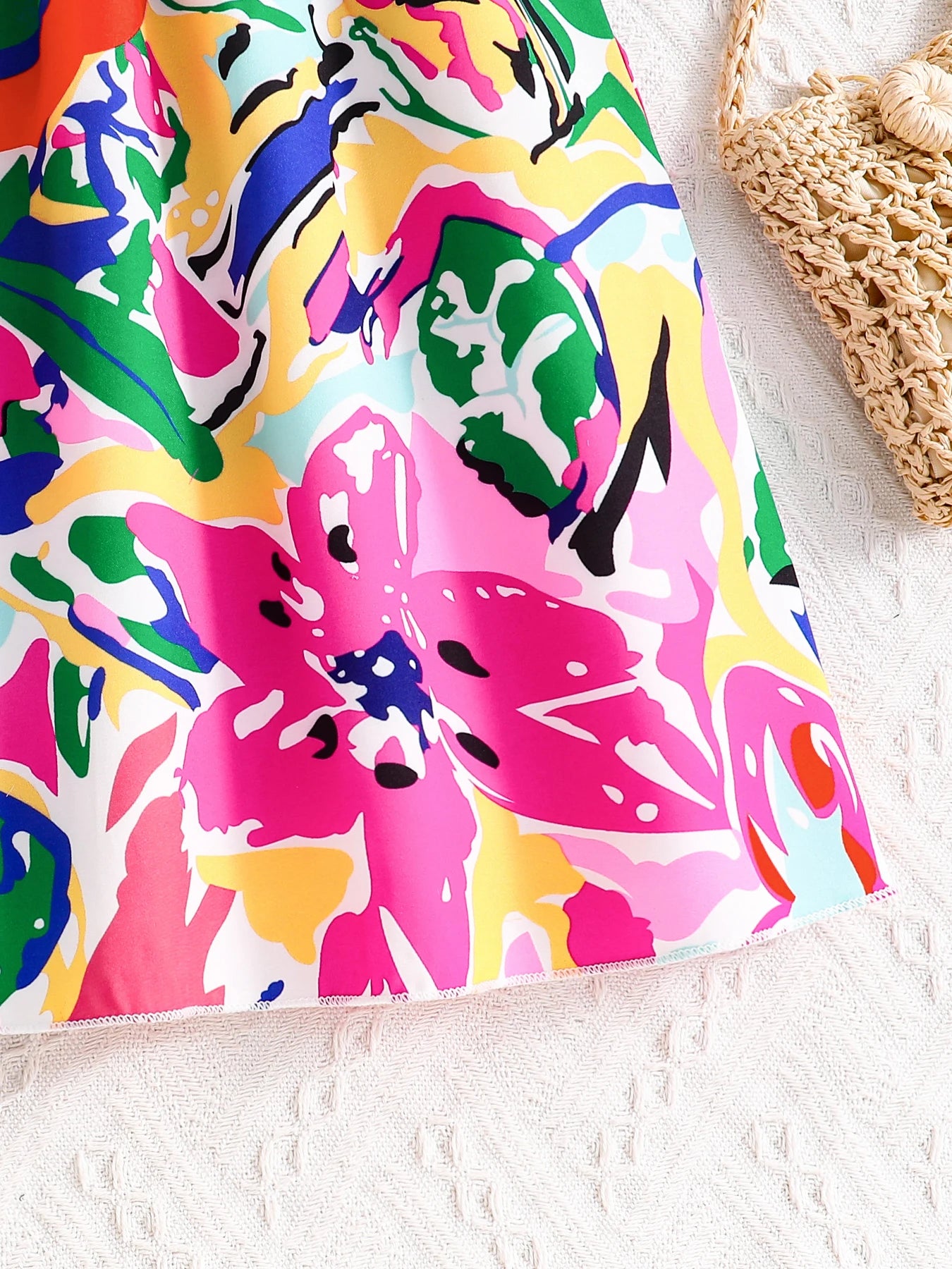 Kids Summer Dress Girls Fashion Cute Casual dress Pink sleeveless graffiti print Girls Summer outdoor vacation casual dress