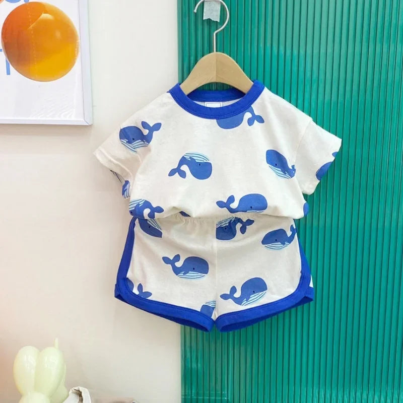 Baby Boy Clothing Set Toddler Kids Summer Clothes Cartoon T-shirt+Shorts 2Piece Suit Newborn Boy Girl Outfits Summer Tracksuits