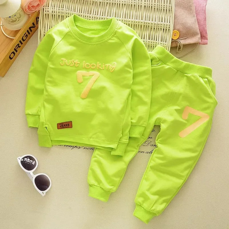 Child wear suit Spring Autumn Korean version girls Sweet and lovely casual sweatshirt top +denim trousers 0-5 Age Kids clothing