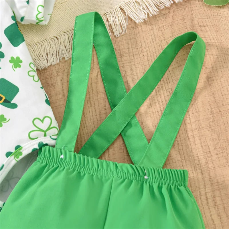 Toddler My First St.Patricks Day Baby Boy Gentleman Outfit Green Bow Tie Short Sleeve Romper Lucky Shamrock Pant Clothes Sets