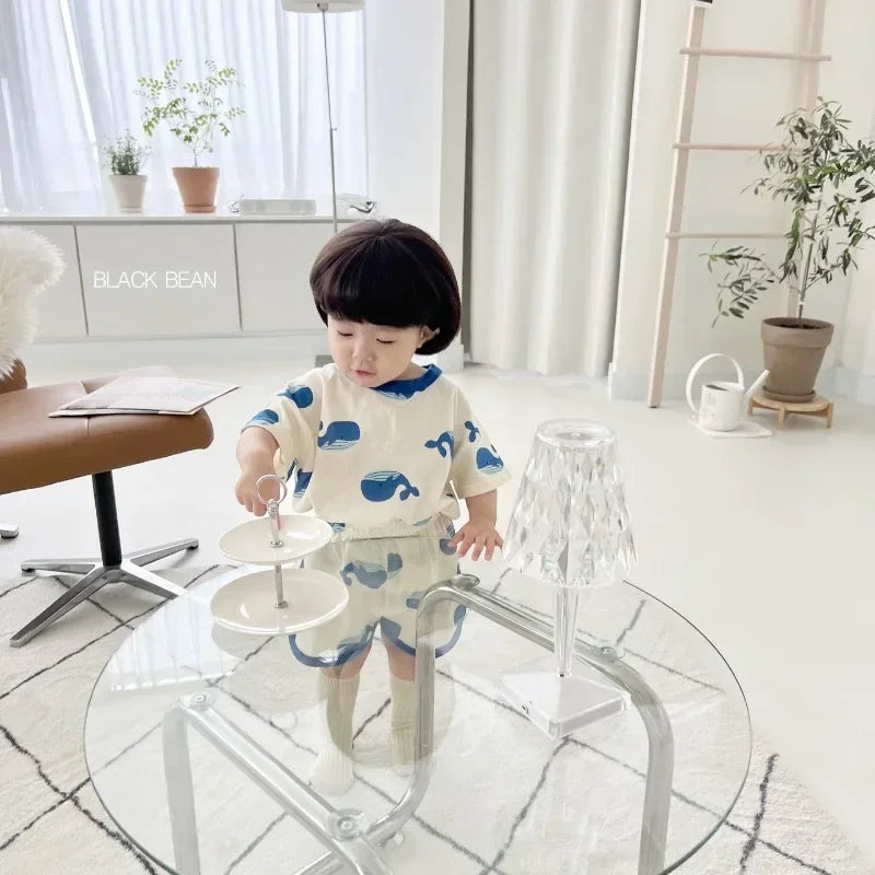 Baby Boy Clothing Set Toddler Kids Summer Clothes Cartoon T-shirt+Shorts 2Piece Suit Newborn Boy Girl Outfits Summer Tracksuits