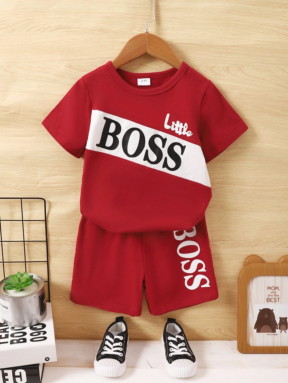 1-6 Years Little Boys 2PCS Clothing Set Short Sleeve T-shirt+Solid Color Shorts Fashion Summer Sport Style Cool Toddler Boy Wear