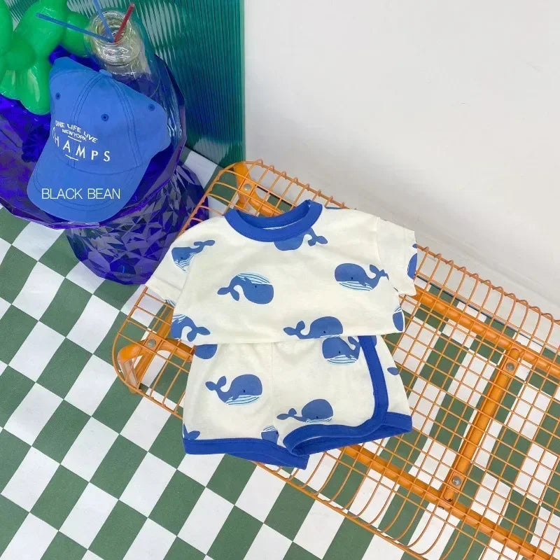 Baby Boy Clothing Set Toddler Kids Summer Clothes Cartoon T-shirt+Shorts 2Piece Suit Newborn Boy Girl Outfits Summer Tracksuits
