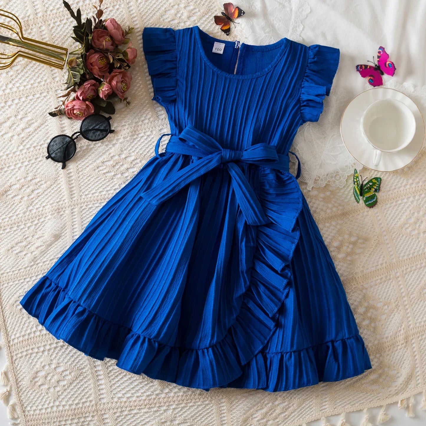 2025 New Summer Dress for Girls 3-8 Years Ruffles Casual Kids Princess Dresses Tulle Stripe Birthday Baby Girls Dress