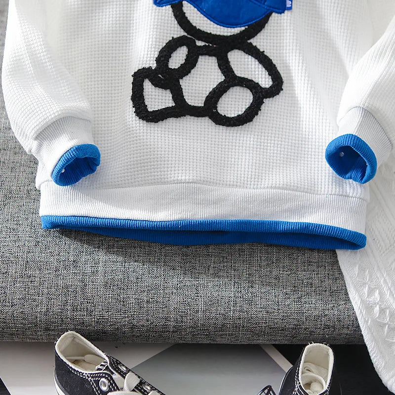 Toddler Boy Handsome Sport Clothing Sets 2023 Spring Autumn Children Fashion Tracksuit Baby Cartoon Pullover+ Pants Girl Clothes