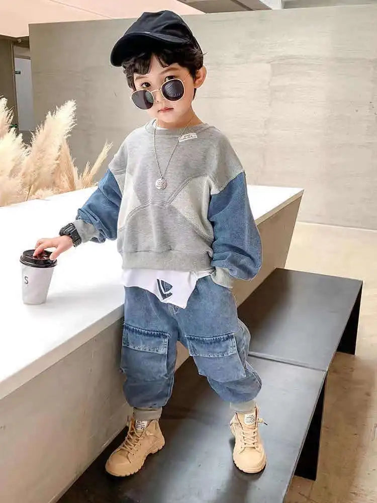 Children's Clothing Boy's Autumn Suit Sweater Suit Baby Boy Clothes Children's Top And Bottom Clothes Set Groups Of Pant