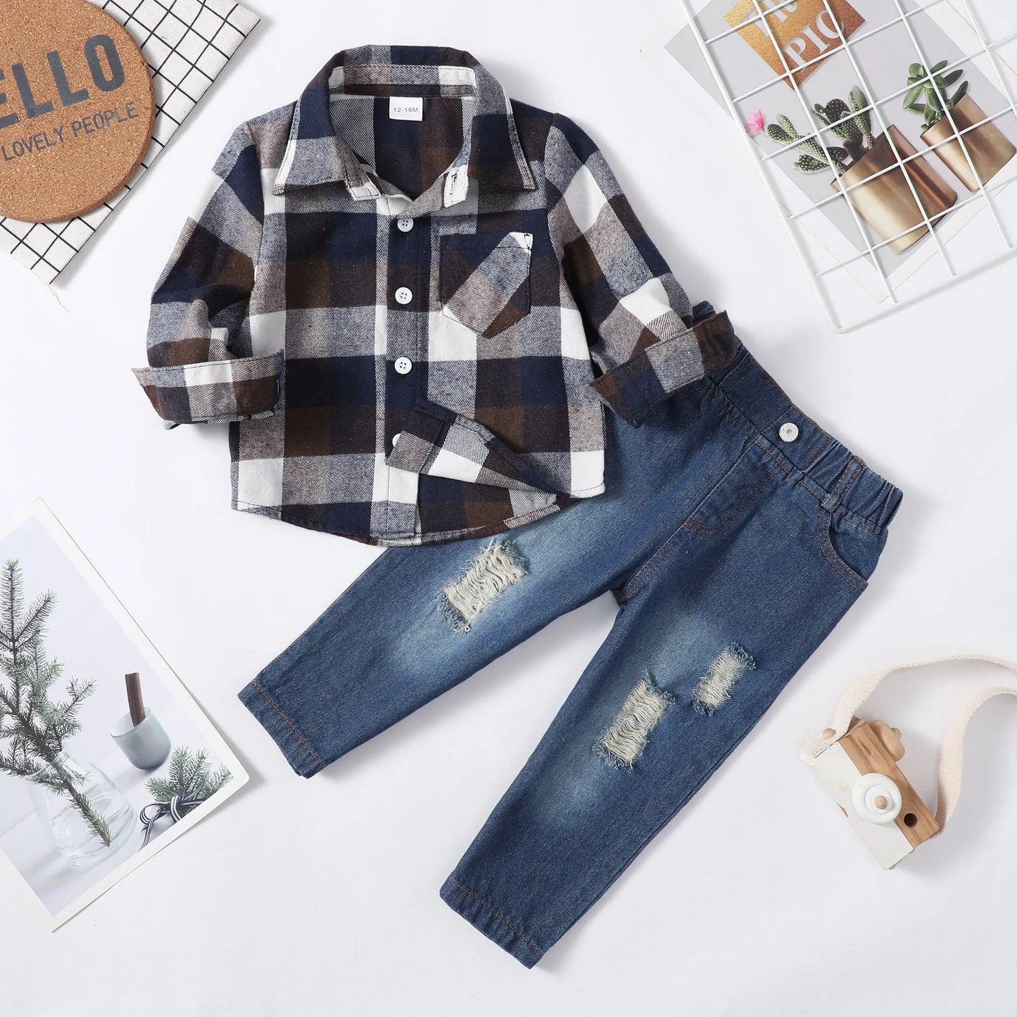 Winter Baby Boy Clothes Infant Toddler Boy Outfits 12 18 24 Months 2T 3T Denim Jeans Boys Fall Winter Clothing Pants Set