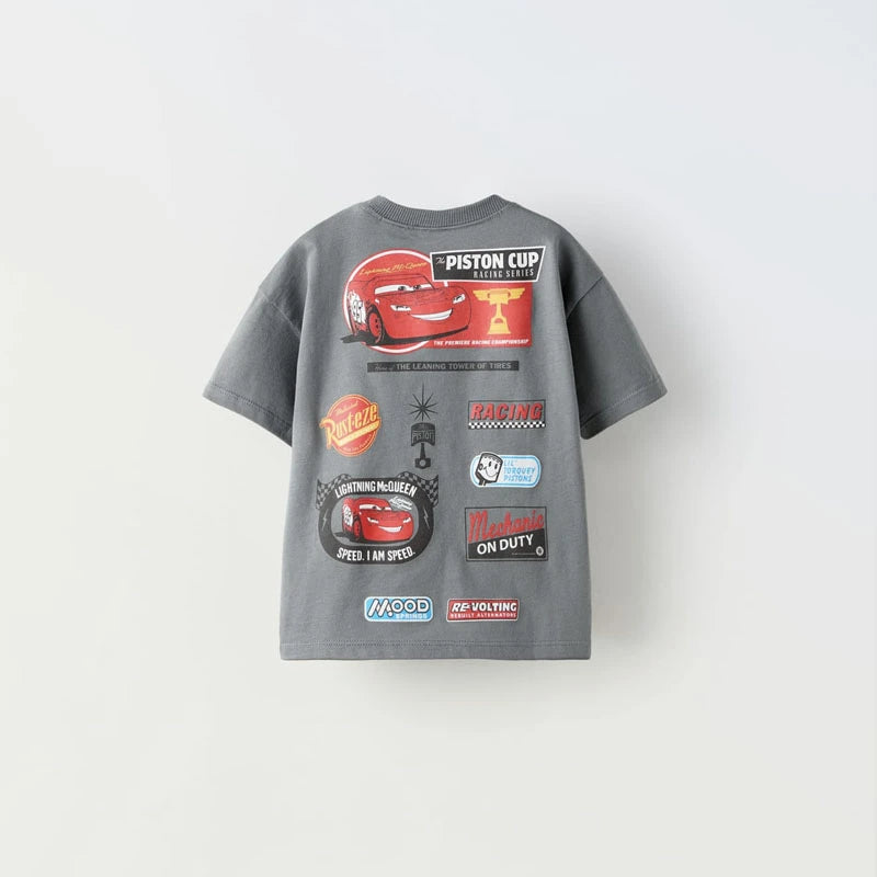 Car Cartoon Tees Tops For Boy Clothing Summer Fashion Children Short Sleeve Clothes Printed Pattern T-shirts Loose Casual Tshirt