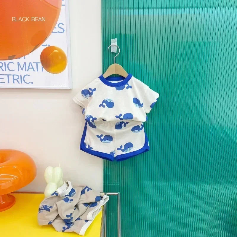 Baby Boy Clothing Set Toddler Kids Summer Clothes Cartoon T-shirt+Shorts 2Piece Suit Newborn Boy Girl Outfits Summer Tracksuits