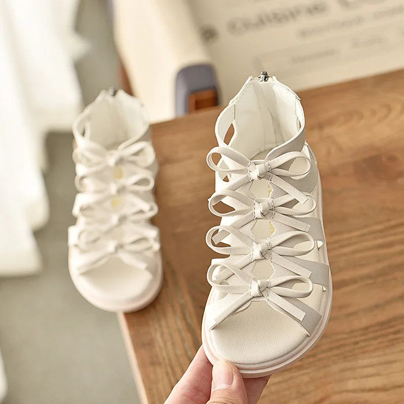 Girls Sandals Gladiator Flowers Sweet Soft Children's Beach Shoes Kids Summer Floral Sandals Princess Fashion Girl Shoes