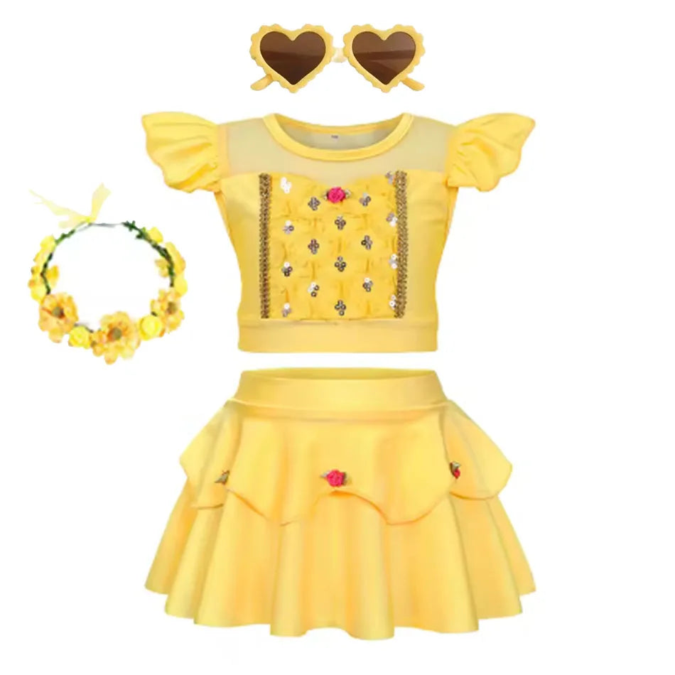 Girls Swimsuit Jasmine Kid Skirt Baby Swimming Suit Kids Children Swimwear Princess Lovely Bikini Bathing Cartoon Beach Wear