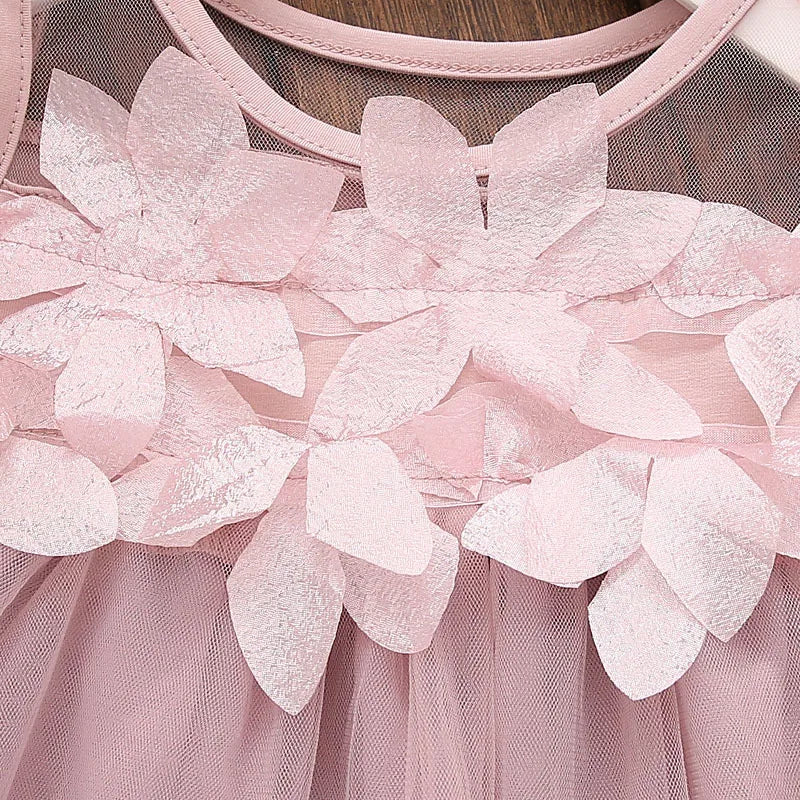 Kids' Dresses Summer Floral Pattern Solid Color Multi Layers Design Gauze Baby Girl Dress Cute Simple Baby Girl Clothes