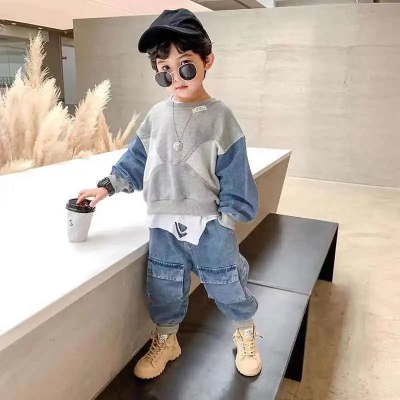 Children's Clothing Boy's Autumn Suit Sweater Suit Baby Boy Clothes Children's Top And Bottom Clothes Set Groups Of Pant
