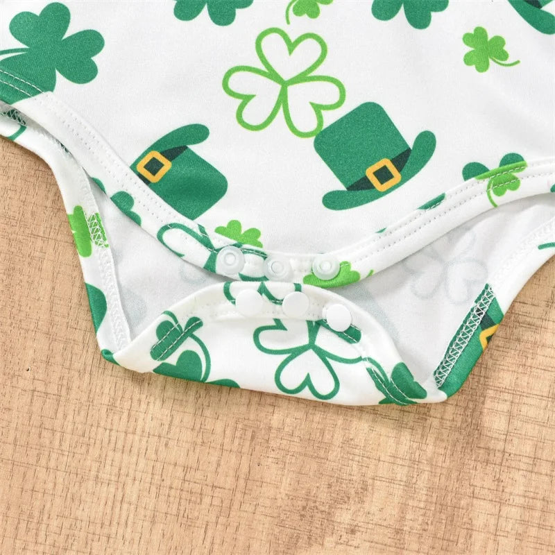 Toddler My First St.Patricks Day Baby Boy Gentleman Outfit Green Bow Tie Short Sleeve Romper Lucky Shamrock Pant Clothes Sets