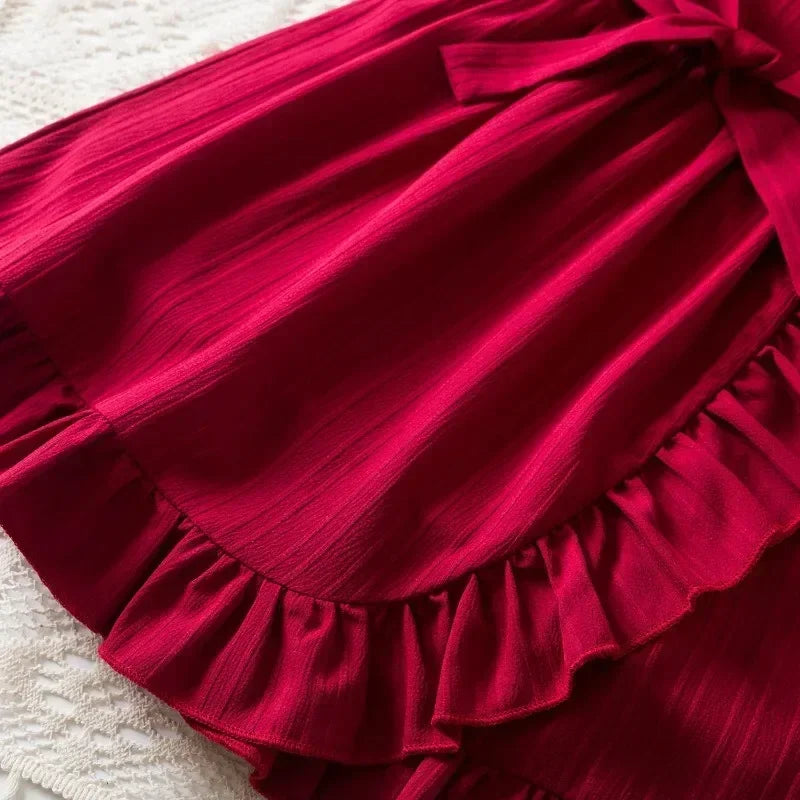 2025 New Summer Dress for Girls 3-8 Years Ruffles Casual Kids Princess Dresses Tulle Stripe Birthday Baby Girls Dress