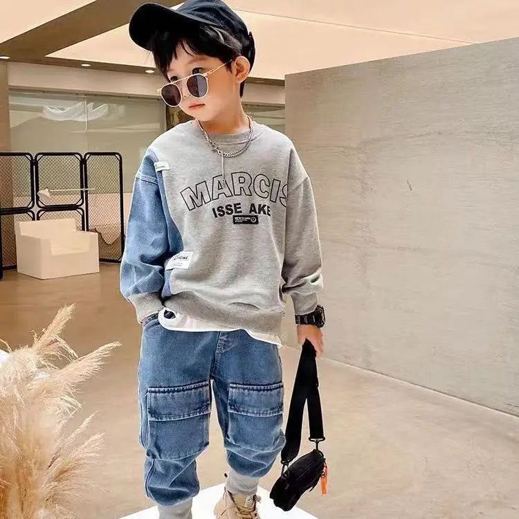 Children's Clothing Boy's Autumn Suit Sweater Suit Baby Boy Clothes Children's Top And Bottom Clothes Set Groups Of Pant