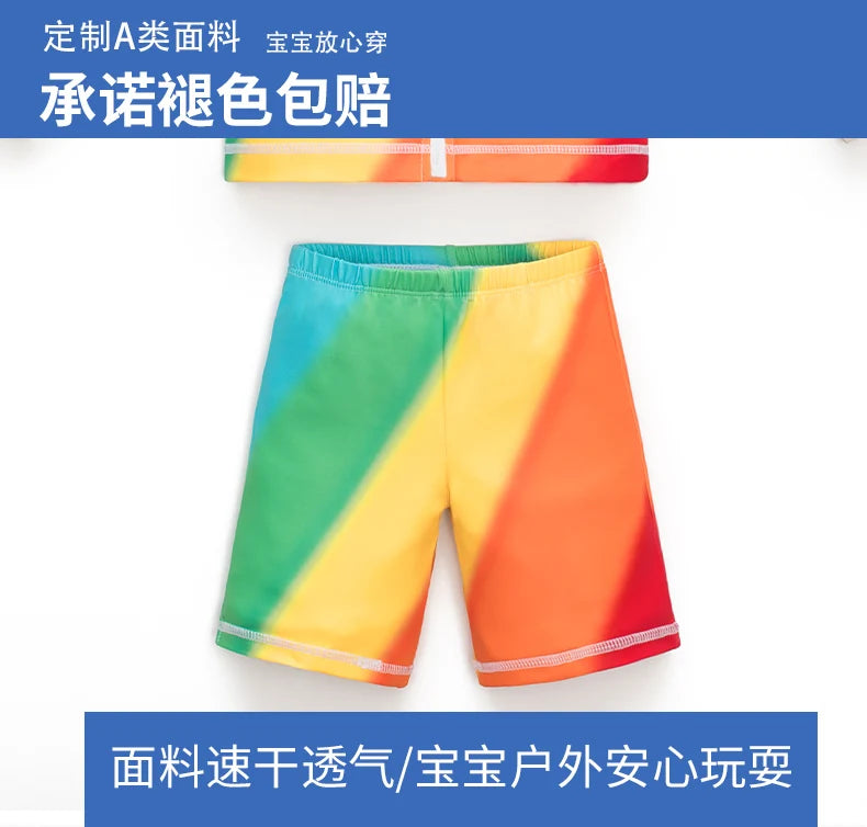 Children's Swimsuit Boys 2024 New Boys Beach Sun Protection Long-Sleeved Split Medium and Large Kidsren's Full Body Swimsuit