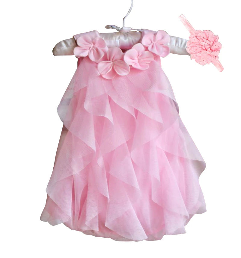 Kids Toddler Baby Girl Dress Summer Chiffon Evening Birthday Party Dresses for Girls Clothes & Headband