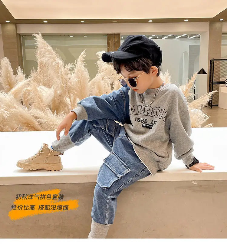 Children's Clothing Boy's Autumn Suit Sweater Suit Baby Boy Clothes Children's Top And Bottom Clothes Set Groups Of Pant